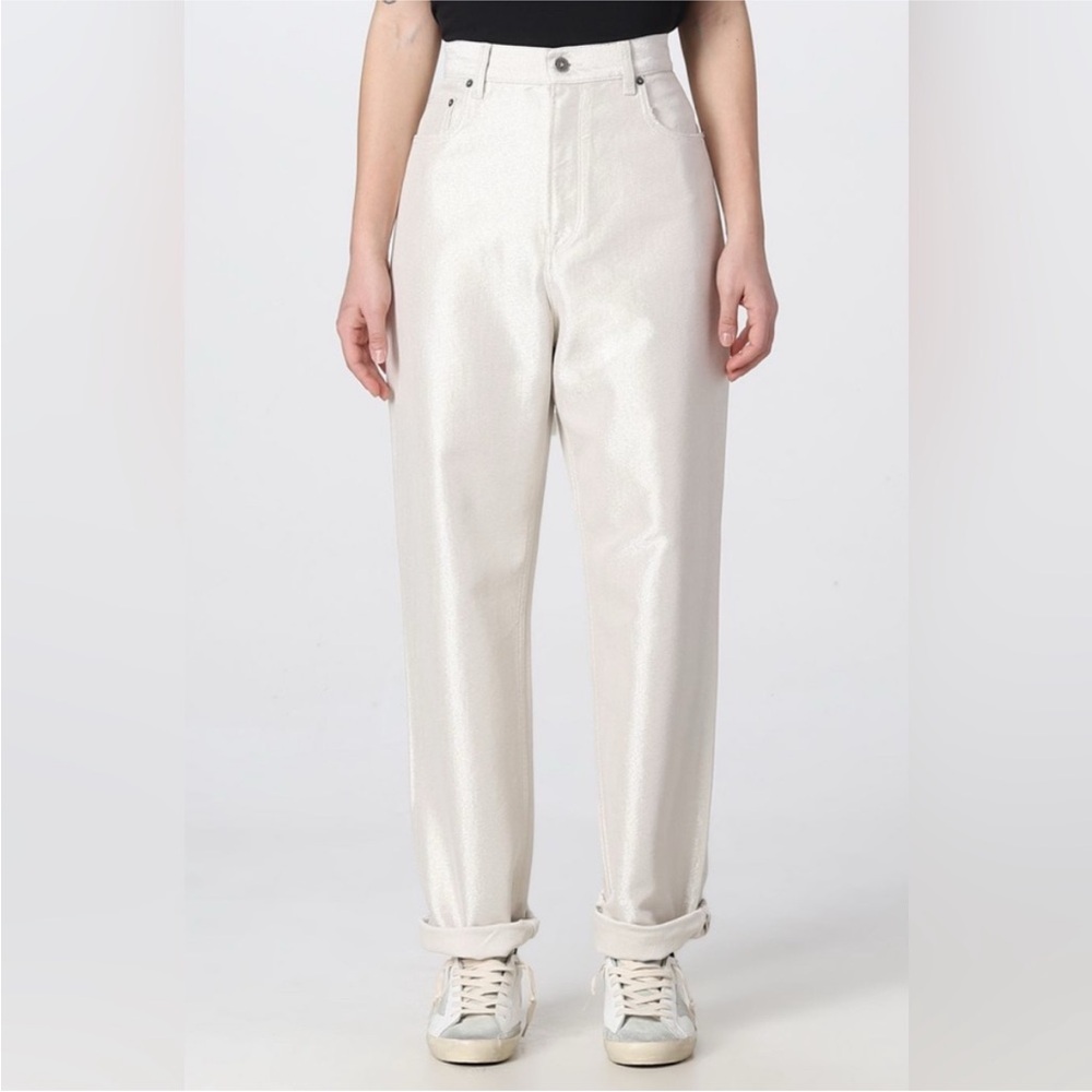 Golden Goose Kim Metallic Shimmer Straight Leg Jeans